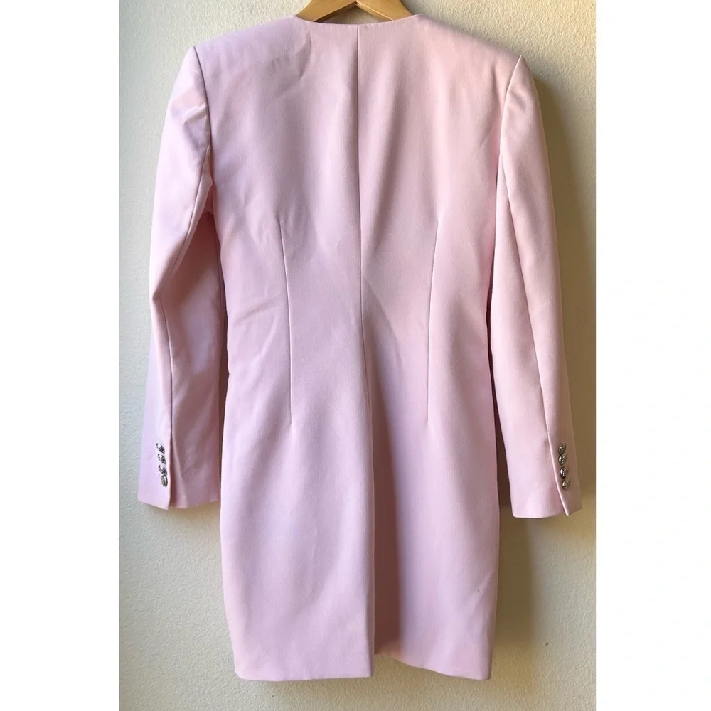 ZARA DRAPED BLAZER DRESS Barbiecore Barbie Core Mini Twist Front Sz S - Picture 7 of 16